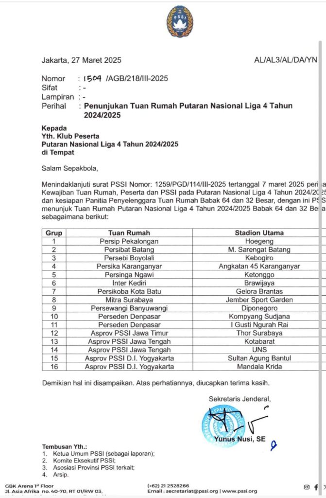 Persija tuan rumah Liga 4 nasional putaran 64 nasional